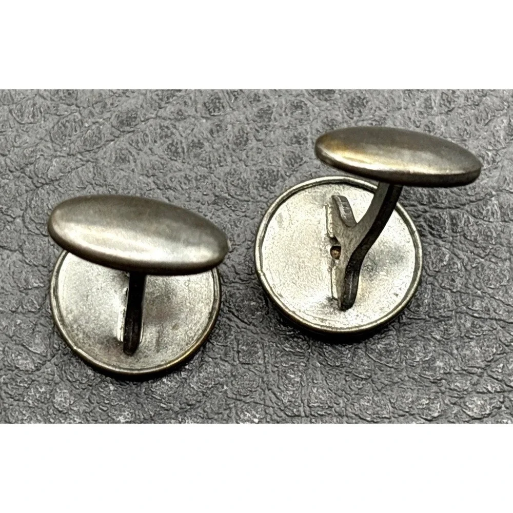 Vintage Art Deco Rhinestone Crystal Enamel Decorative Cufflinks Silver Tone